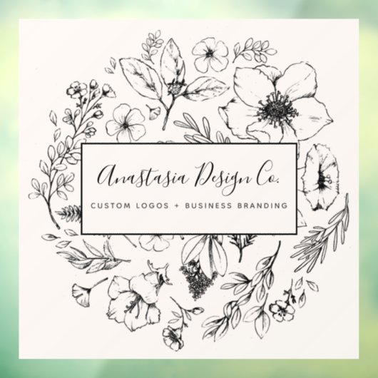 Modern Botanisch Blush Roze en Zwart Script Raamsticker (Vel 3)