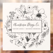 Modern Botanisch Blush Roze en Zwart Script Raamsticker (Vel 2)