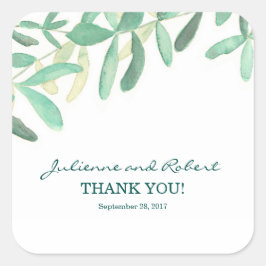 Modern Botanisch Bruiloft Dank u Favor Sticker