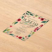 Modern Botanisch Custom Christmas Holiday Party Acryl Uitnodigingen (Laagn)