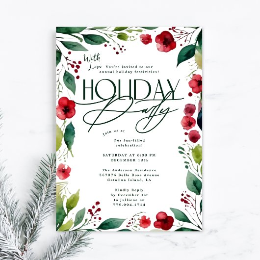 Modern Botanisch Custom Christmas Holiday Party Kaart