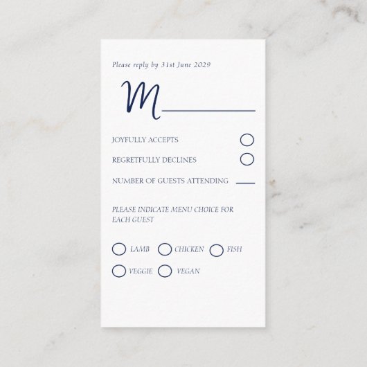 Modern Botanisch Cyaan Blauw Bruiloft RSVP Informatiekaartje (Achterkant)