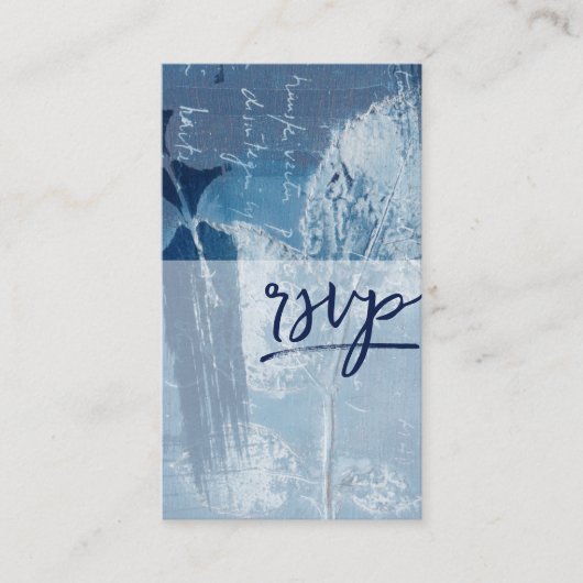 Modern Botanisch Cyaan Blauw Bruiloft RSVP Informatiekaartje (Voorkant)