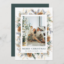 Modern Botanisch Donker Bos Groen Vrolijk Kerstfee