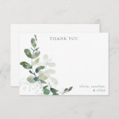 Modern Botanisch Eucalyptus Aangepast Baby shower Bedankkaart (Voorkant / Achterkant)