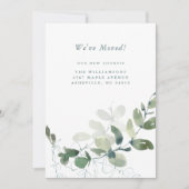 Modern Botanisch Eucalyptus Boho Nieuw adres Aankondiging (Voorkant)