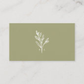 Modern Botanisch gebladerte Line-Art Monogram Olij Visitekaartje (Voorkant)