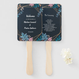 Modern botanisch geometrisch lijst huwelijksprogra handwaaier