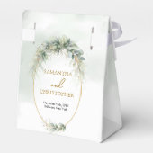 Modern botanisch groen blad goud ovaal bedankdoosjes (Achterkant)