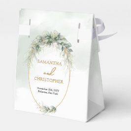 Modern botanisch groen blad goud ovaal bedankdoosjes