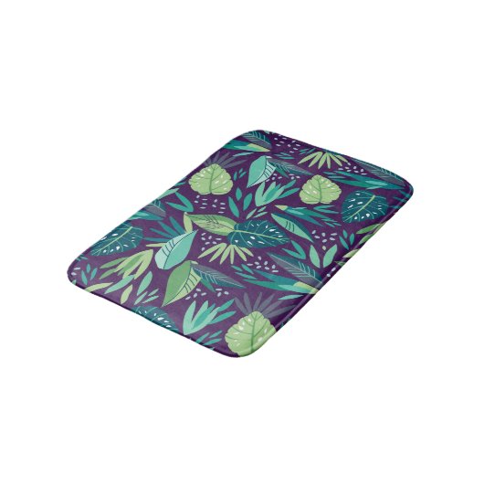 Modern Botanisch Groen Blad Naadloos Patroon Badmat (Gekanteld)