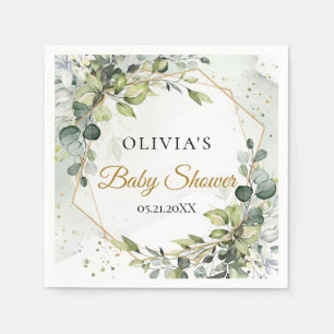 Modern botanisch groen bladgoud Baby shower Servet