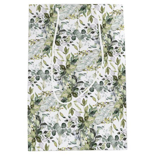 Modern botanisch groen bladgoud lijst medium cadeauzakje (Voorkant)