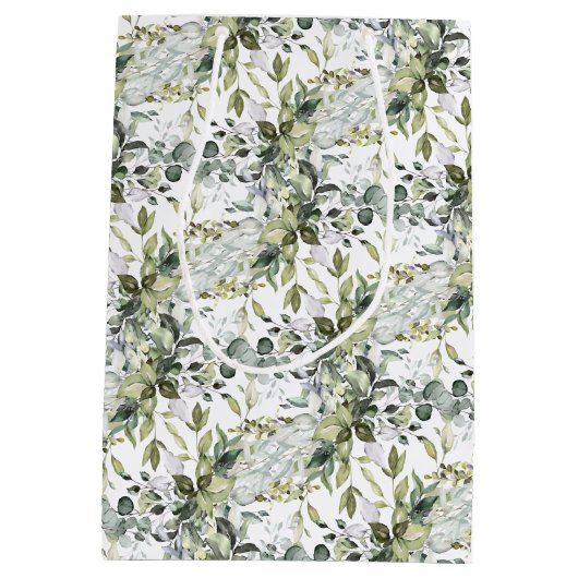 Modern botanisch groen bladgoud lijst medium cadeauzakje (Achterkant)