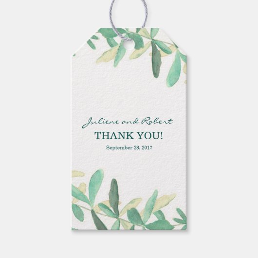 Modern Botanisch groen bruiloft dank u Cadeaulabel (Voorkant)