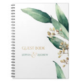 Modern botanisch groen bruiloft gastenboek notitieboek (Voorkant)