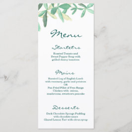 Modern Botanisch groen bruiloft Menu