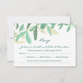 Modern Botanisch groen bruiloft RSVP Kaart