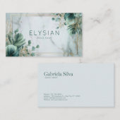 Modern botanisch groen en goudmarmer visitekaartje (Voorkant / Achterkant)