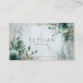 Modern botanisch groen en goudmarmer visitekaartje (Voorkant)