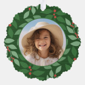 Modern botanisch groen - Foto - Happiest Holiday Ornament Kaart (Achterkant)