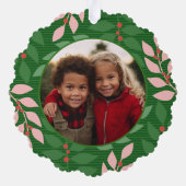 Modern botanisch groen - Foto - Happiest Holiday Ornament Kaart (Achterkant)