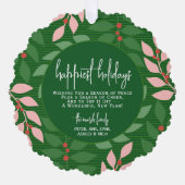 Modern botanisch groen - Foto - Happiest Holiday Ornament Kaart (Voorkant)