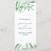 Modern Botanisch Groen Huwelijksceremonie Programm Programmakaart (Voorkant)