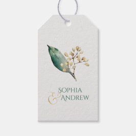Modern botanisch groen rustiek koppel cadeau cadeaulabel