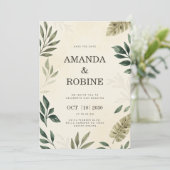 Modern Botanisch Groen Save the Date Kaart (Staand voorkant)