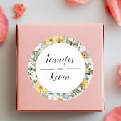 Modern Botanisch groen Wildflower bruiloft Ronde Sticker