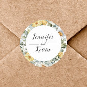 Modern Botanisch groen Wildflower bruiloft Ronde Sticker