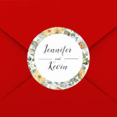 Modern Botanisch groen Wildflower bruiloft Ronde Sticker