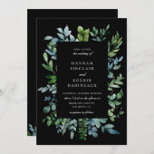 Modern Botanisch groen zwart bruiloft Kaart (Voorkant / Achterkant)