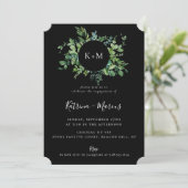 Modern Botanisch groen zwart verlovingsfeest Kaart (Staand voorkant)