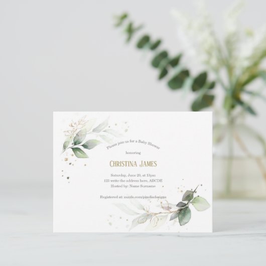 Modern, Botanisch, Groenelementen, Geslachtsneutra Uitnodiging Briefkaart (Staand voorkant)