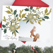 Modern  Botanisch Kerst Foto Lijst Feestdagenkaart