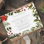 Modern Botanisch Kerstfeest Zilver Folie Uitnodiging