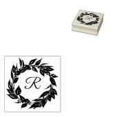Modern Botanisch krans Monogram Initiaal Rubberstempel (Gestempeld)