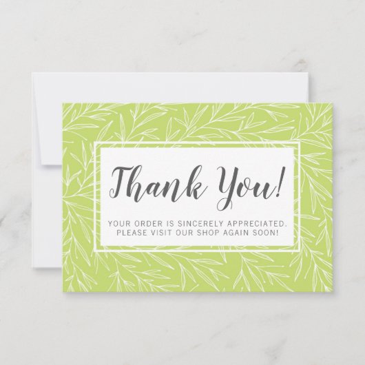 Modern botanisch Leaf Green Minimalist Dank u Bedankkaart (Voorkant)