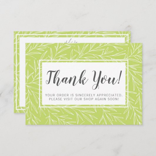 Modern botanisch Leaf Green Minimalist Dank u Bedankkaart (Voorkant / Achterkant)