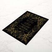 Modern Botanisch Lijst Elegant Wedding Black Folie Uitnodiging (Gedraaid)