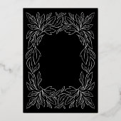 Modern Botanisch Lijst Elegant Wedding Black Folie Uitnodiging (Achterkant)