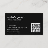 Modern Botanisch Logo Elegant Schrift QR-code Visitekaartje (Achterkant)