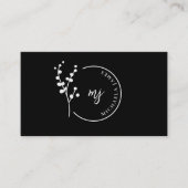 Modern Botanisch Logo Elegant Schrift QR-code Visitekaartje (Voorkant)