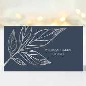 Modern botanisch marineblauw Visitekaartje