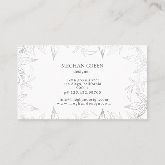 Modern botanisch marineblauw Visitekaartje (Achterkant)