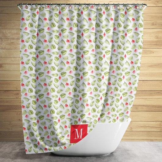 Modern Botanisch Monogram Douchegordijn