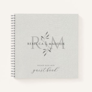 Modern Botanisch Monogram Huwelijksgast Inschrijvi Notitieboek