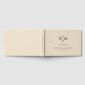Modern Botanisch Monogram Ivoor Huwelijk Gastenboek (Volledig)